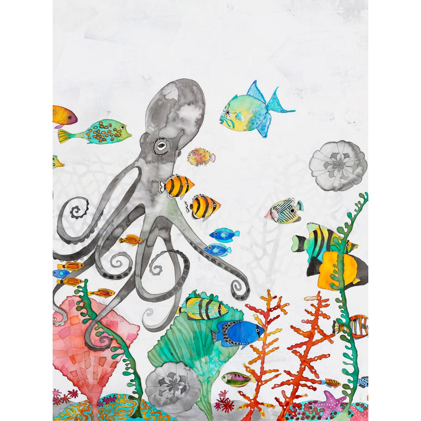 Underwater Garden - Octopus Canvas Wall Art