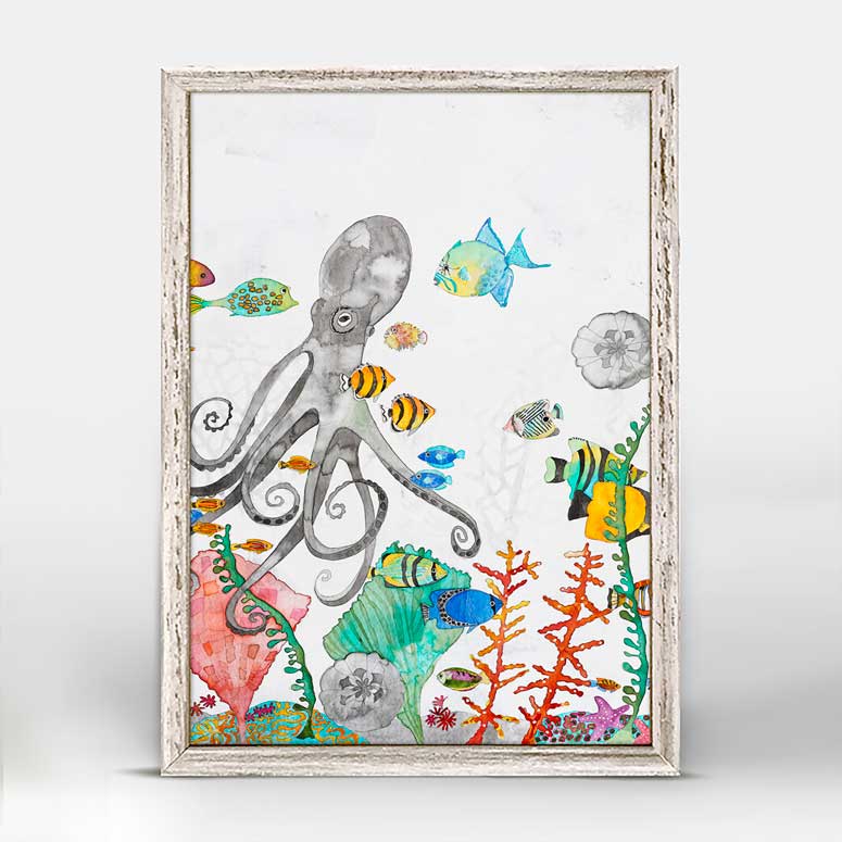 Underwater Garden - Octopus Mini Framed Canvas