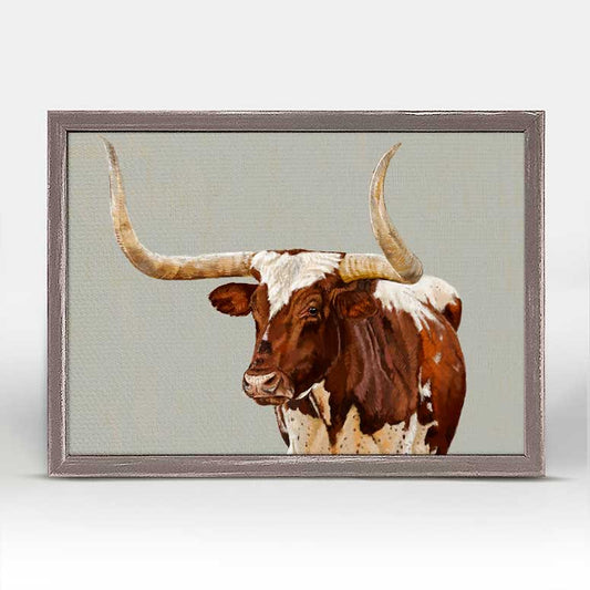Moody Longhorn - Neutral Mini Framed Canvas