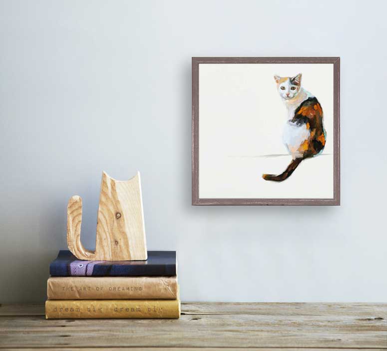 Feline Friends - Sitting Pretty Calico Mini Framed Canvas - GreenBox Art