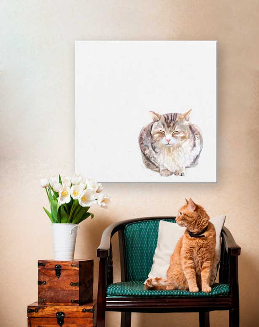Feline Friends - Sleepy Cat Loaf Canvas Wall Art