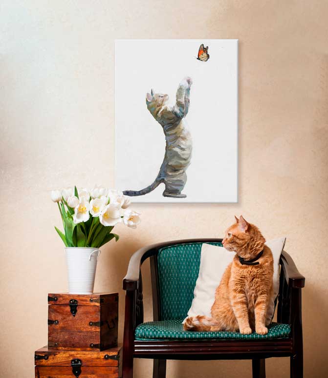 Feline Friends - Tabby Makes A Friend Canvas Wall Art