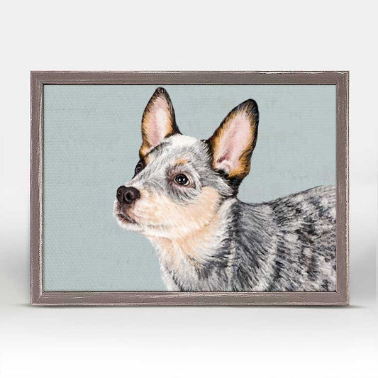 Blue Heeler Puppy Mini Framed Canvas