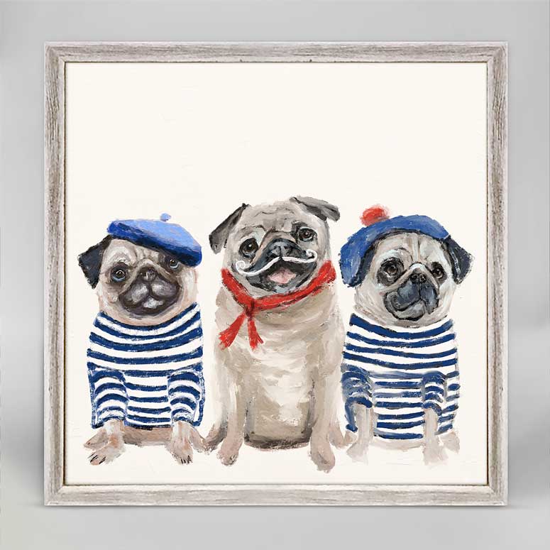 Best Friend - 3 French Pugs Mini Framed Canvas