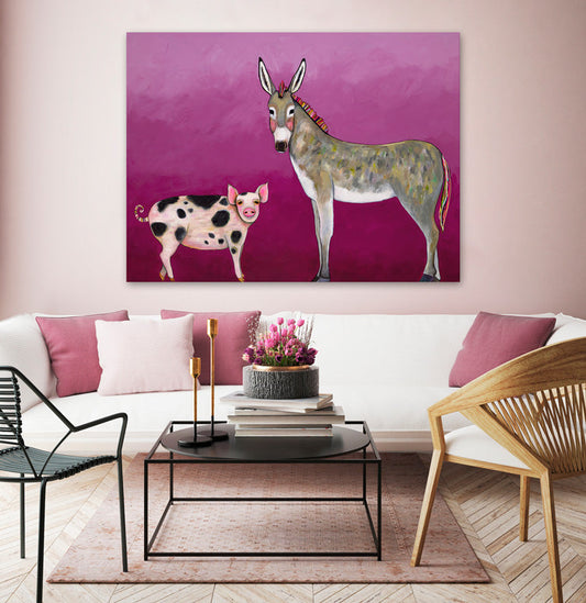 Donkey And Pig Tails Canvas Wall Art - GreenBox Art