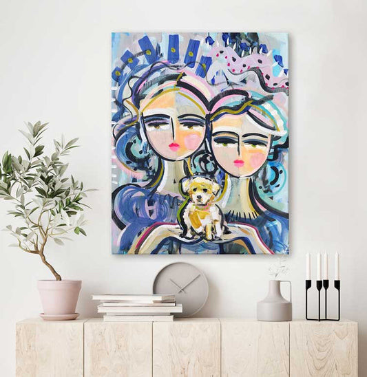 Sisters And Their Golden Canvas Wall Art
