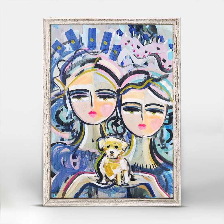 Sisters And Their Golden Mini Framed Canvas