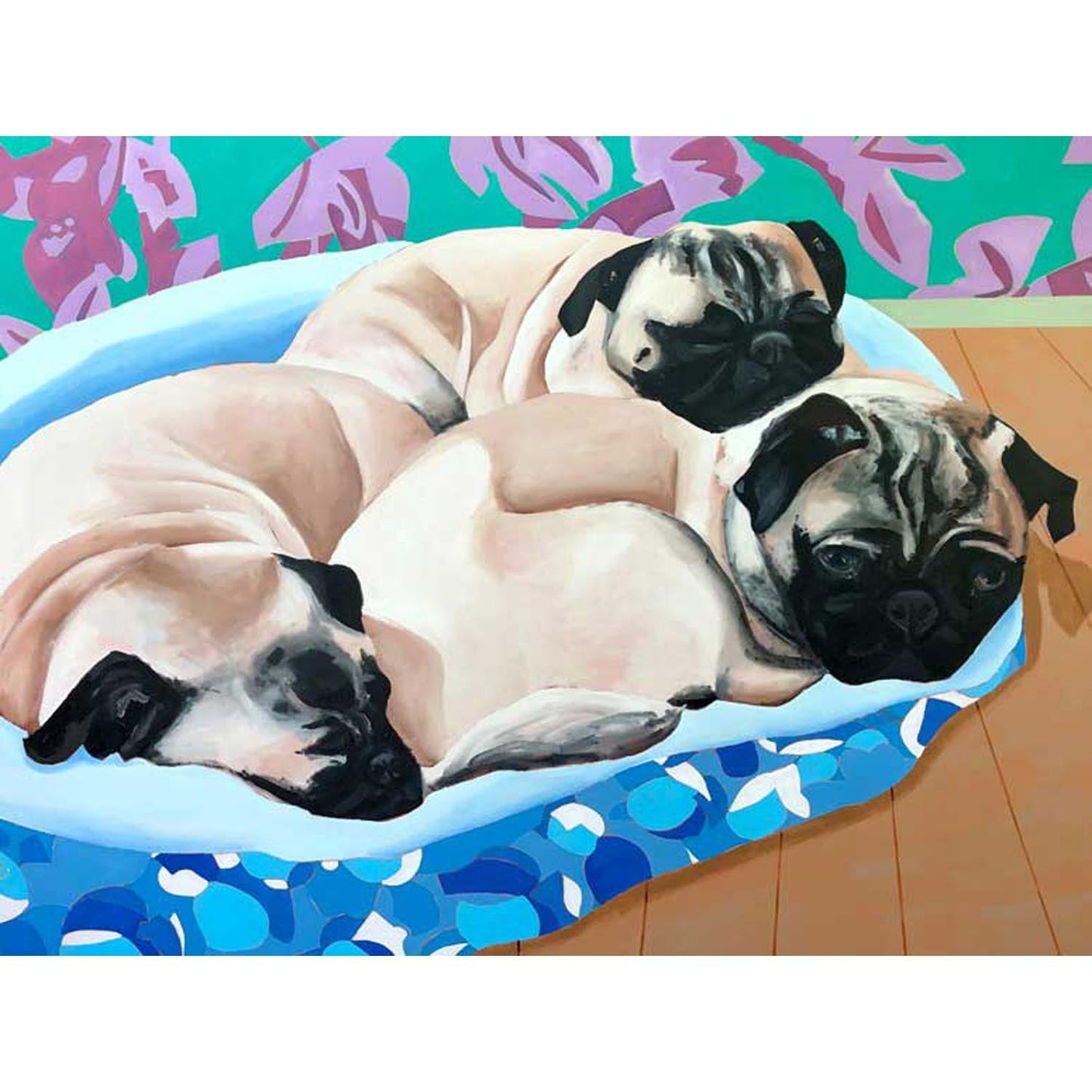 Dog Tales - Pugs In A Blanket Canvas Wall Art