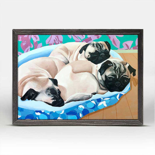 Dog Tales - Pugs In A Blanket Mini Framed Canvas