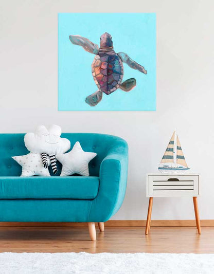 Swimming Baby Turtle 3 Canvas Wall Art