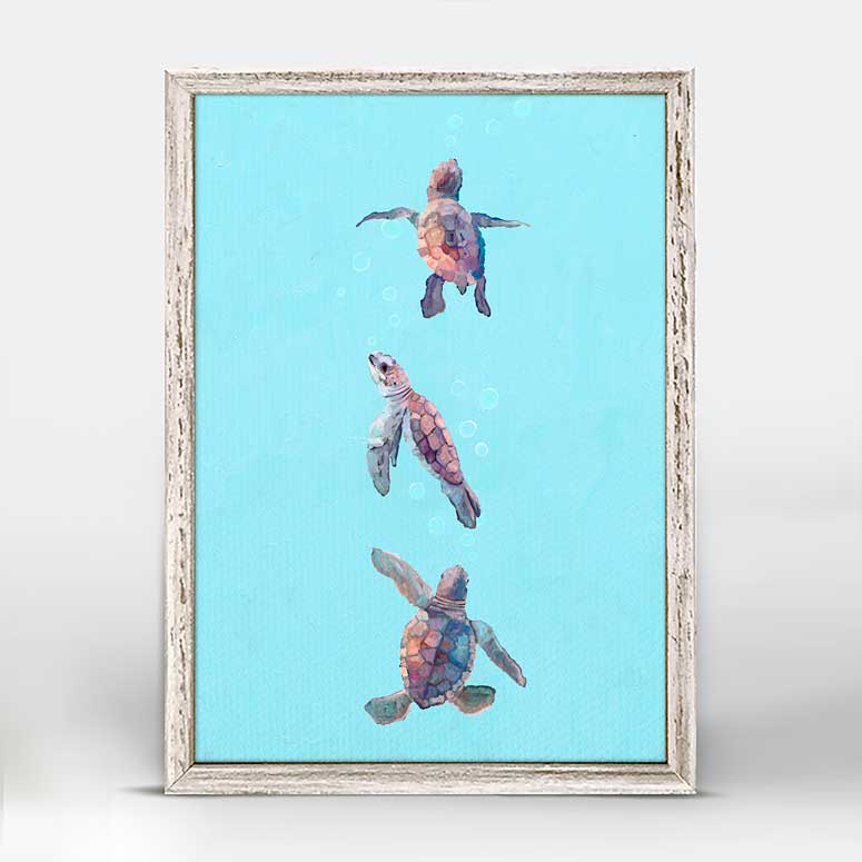 Swimming Baby Turtles Mini Framed Canvas - GreenBox Art