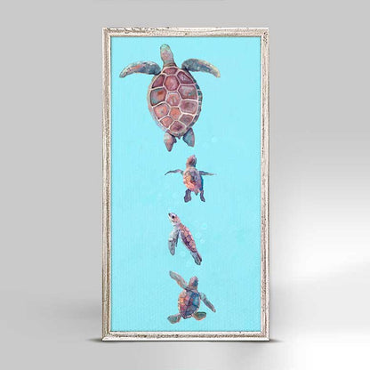 Momma And Baby Turtles Mini Framed Canvas