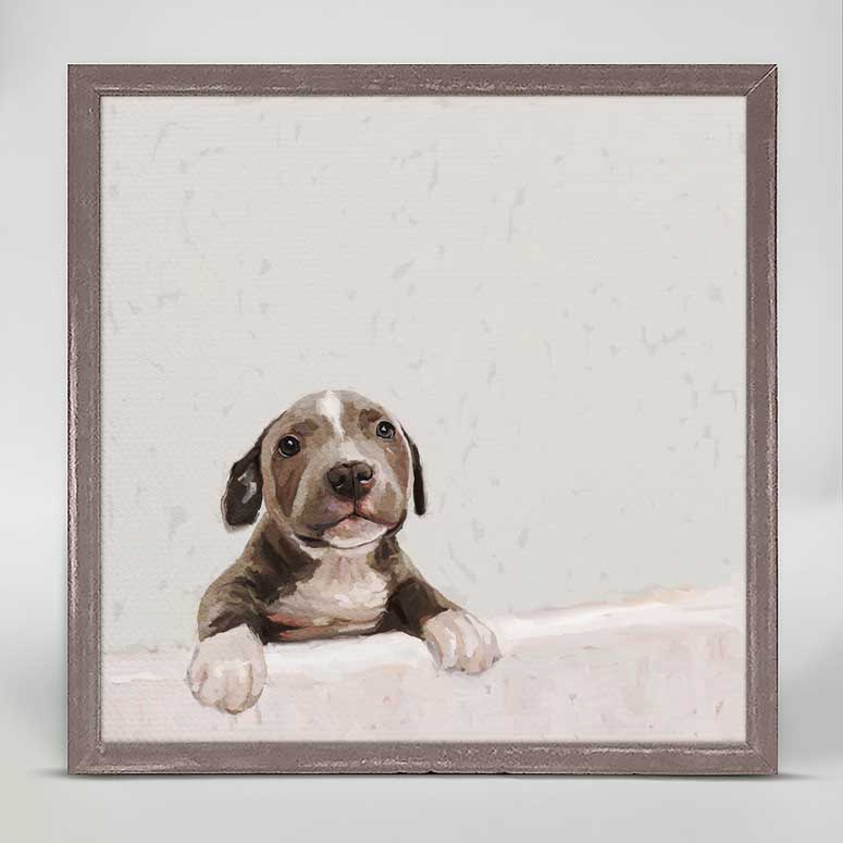 Best Friend - Pit Bull Pup Mini Framed Canvas