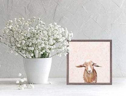 Happy Goat Thoughts Mini Framed Canvas