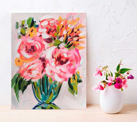 Flowers In Light Pink Canvas Wall Art