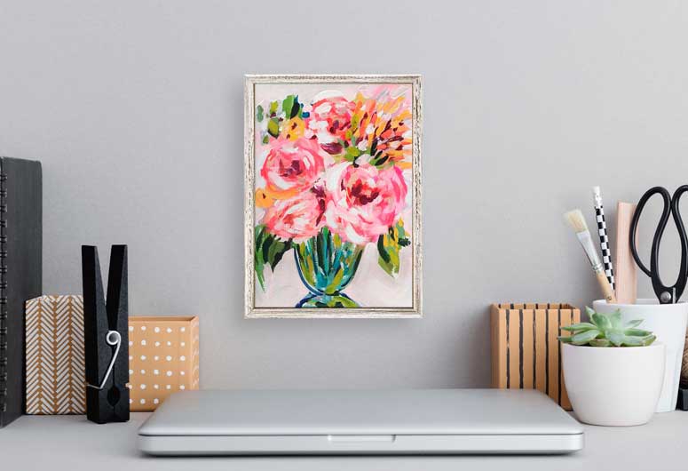 Flowers In Light Pink Mini Framed Canvas