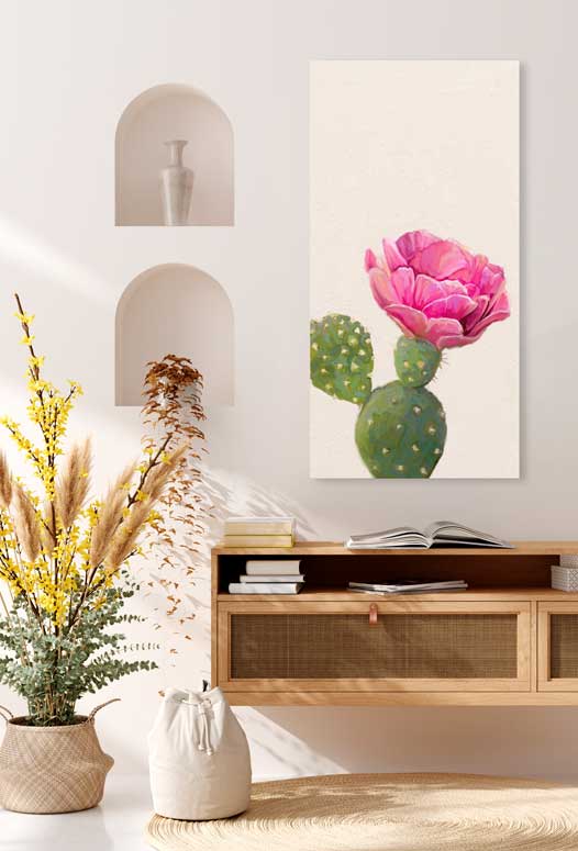 Cactus Garden - Big Bold Bloom - Narrow Canvas Wall Art - GreenBox Art