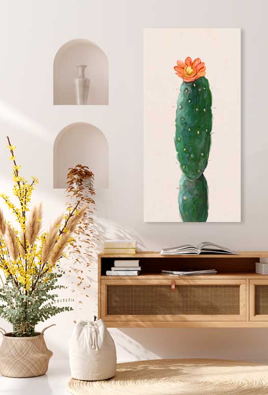 Cactus Garden - Tangerine Flower - Narrow Canvas Wall Art - GreenBox Art