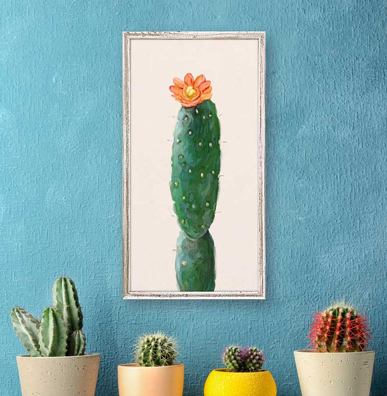 Cactus Garden - Tangerine Flower Mini Framed Canvas
