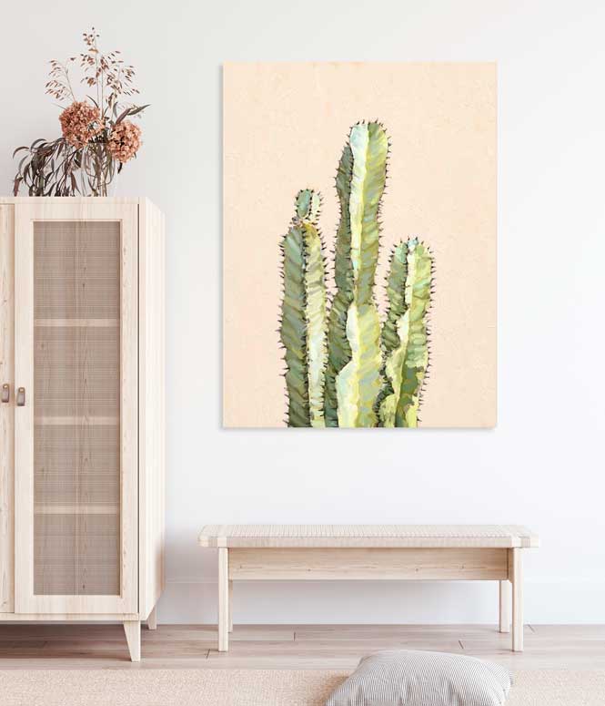 Cactus Garden - Trio Of Trunks Canvas Wall Art - GreenBox Art