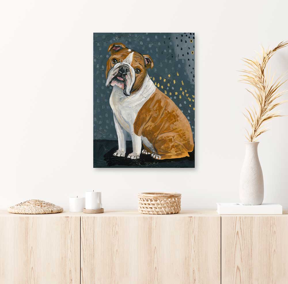 Bulldog - Brown & White Canvas Wall Art