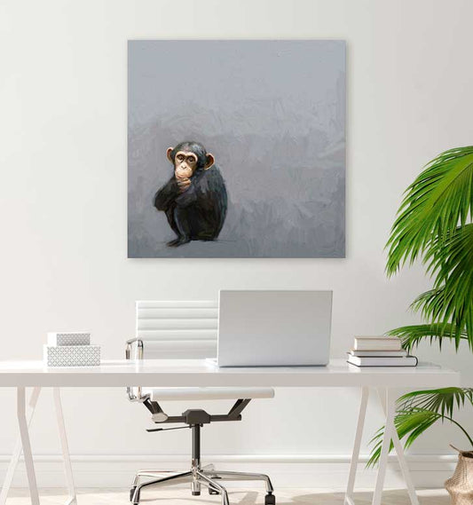 Little Chimpanzee Canvas Wall Art - GreenBox Art