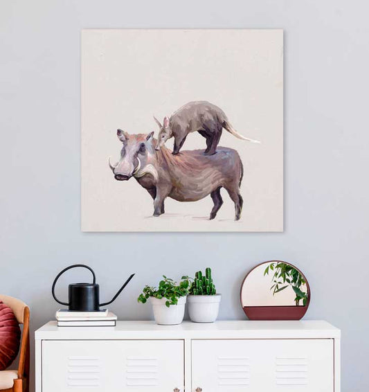 Warthog & Anteater Canvas Wall Art - GreenBox Art