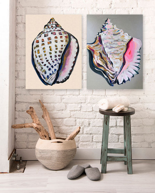 She Sells Seashells - Conch Canvas Wall Art - GreenBox Art