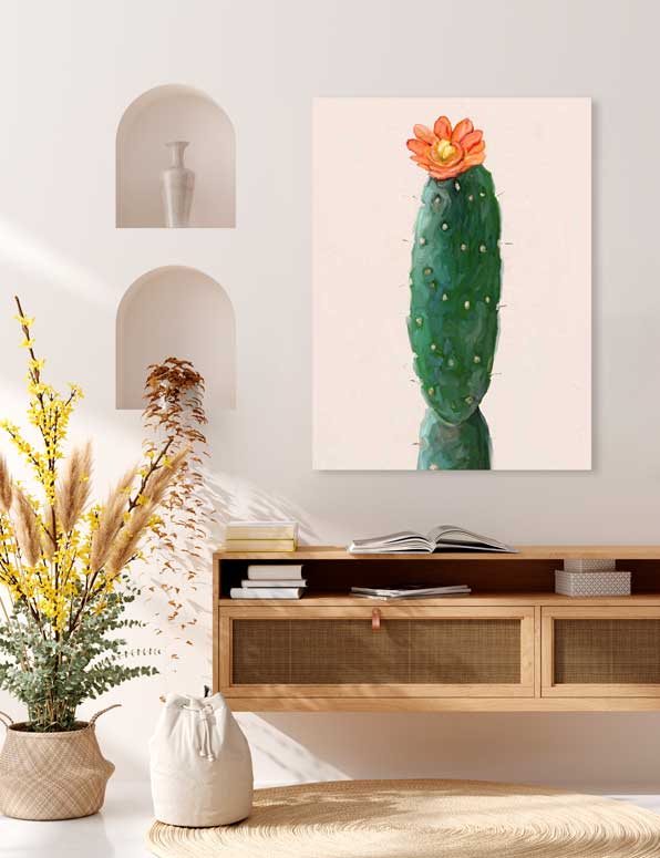 Cactus Garden - Tangerine Flower Canvas Wall Art - GreenBox Art