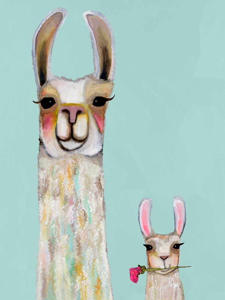 Llama Mama And Baby Canvas Wall Art - GreenBox Art