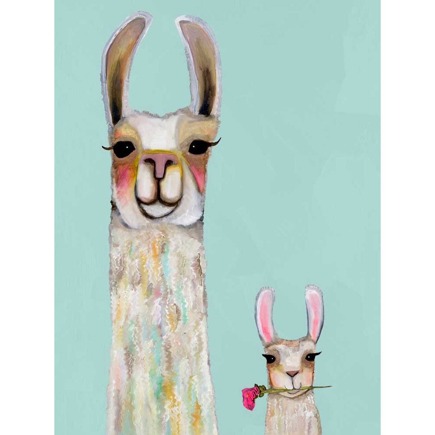 Llama Mama And Baby Canvas Wall Art