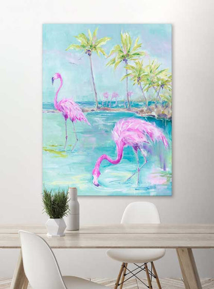 Flamingos Tropical 2 Canvas Wall Art - GreenBox Art