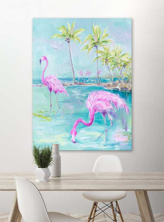 Flamingos Tropical 2 Canvas Wall Art