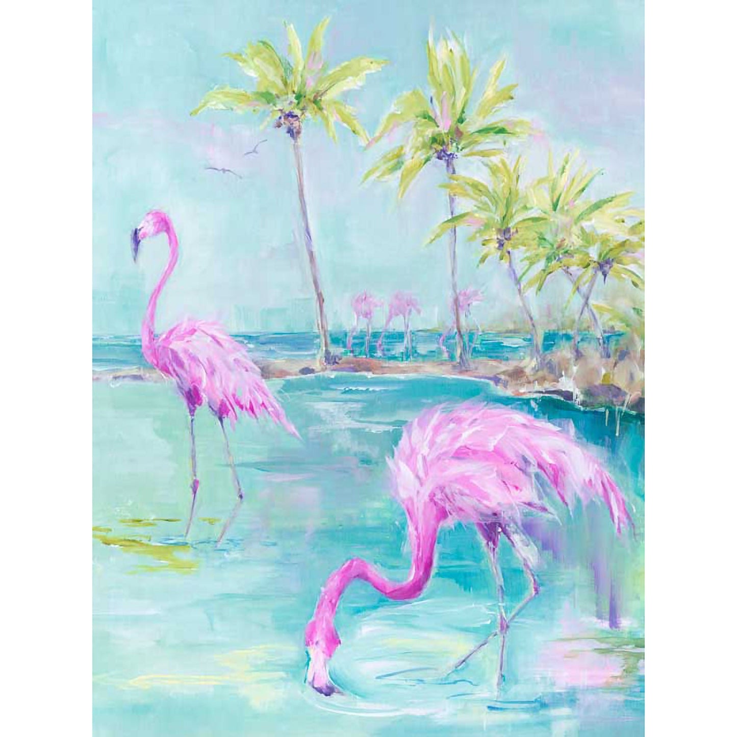 Flamingos Tropical 2 Canvas Wall Art - GreenBox Art