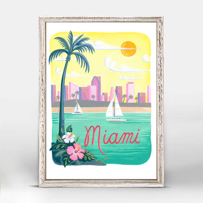 City Pride - Miami Mini Framed Canvas - GreenBox Art