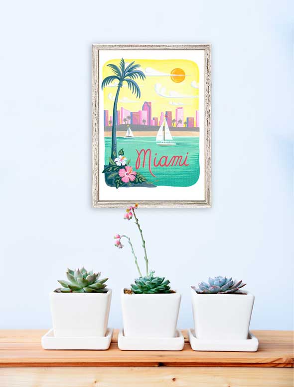 City Pride - Miami Mini Framed Canvas - GreenBox Art