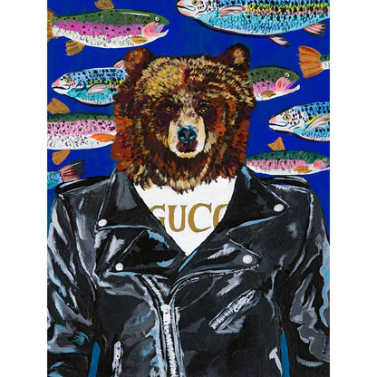 Furry Fashionistas - Chic Bear Canvas Wall Art - GreenBox Art