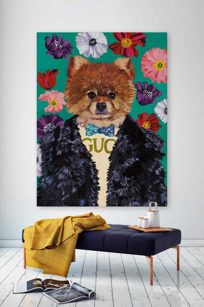 Furry Fashionistas - Chic Pomeranian Canvas Wall Art