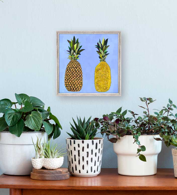 Tropical Pineapple Pair Mini Framed Canvas