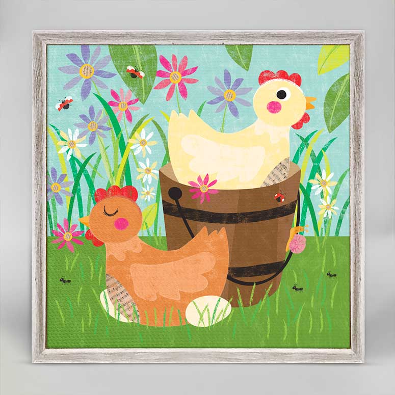 Chicken Pair Mini Framed Canvas
