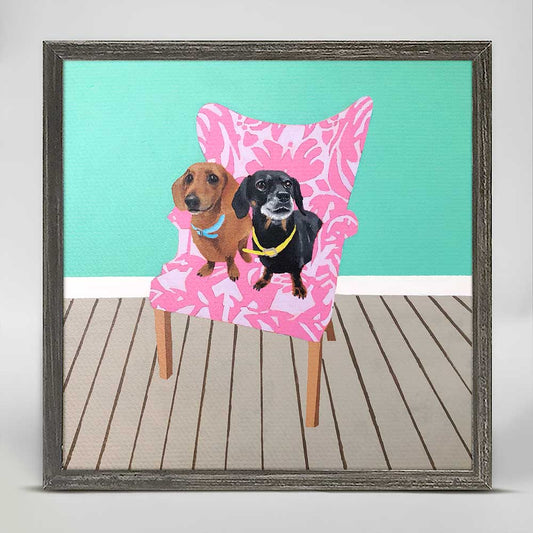 Dog Tales - Cinnamon And Cricket Mini Framed Canvas