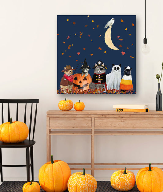 Halloween Cats Canvas Wall Art - GreenBox Art