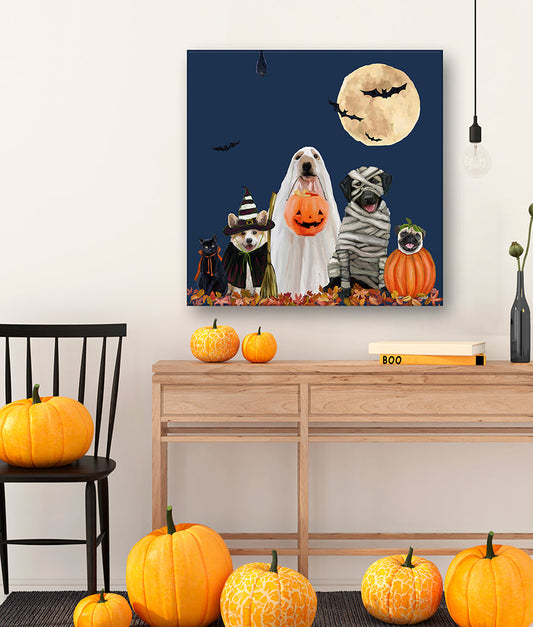 Halloween Pups Canvas Wall Art - GreenBox Art