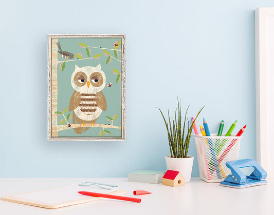 Owl in the Woods Mini Framed Canvas