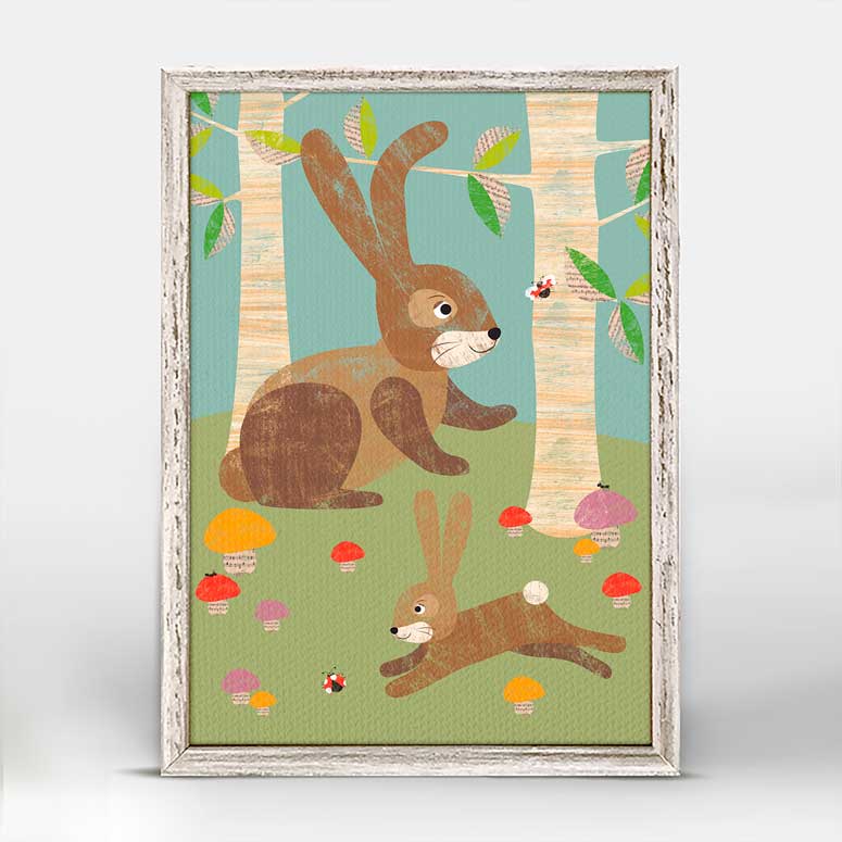Rabbits in the Woods Mini Framed Canvas