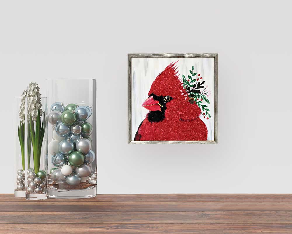 Holiday - Flora & Fauna - Merry Embellished Mini Framed Canvas