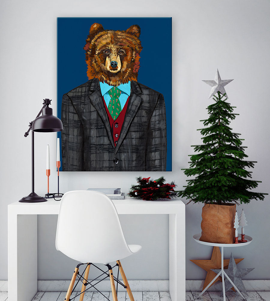 Holiday - Fancy Fauna - Sir Bear Canvas Wall Art