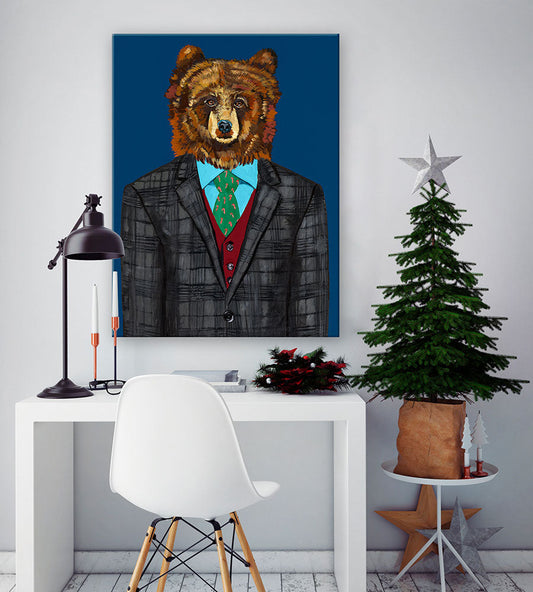 Holiday - Fancy Fauna - Sir Bear Canvas Wall Art - GreenBox Art