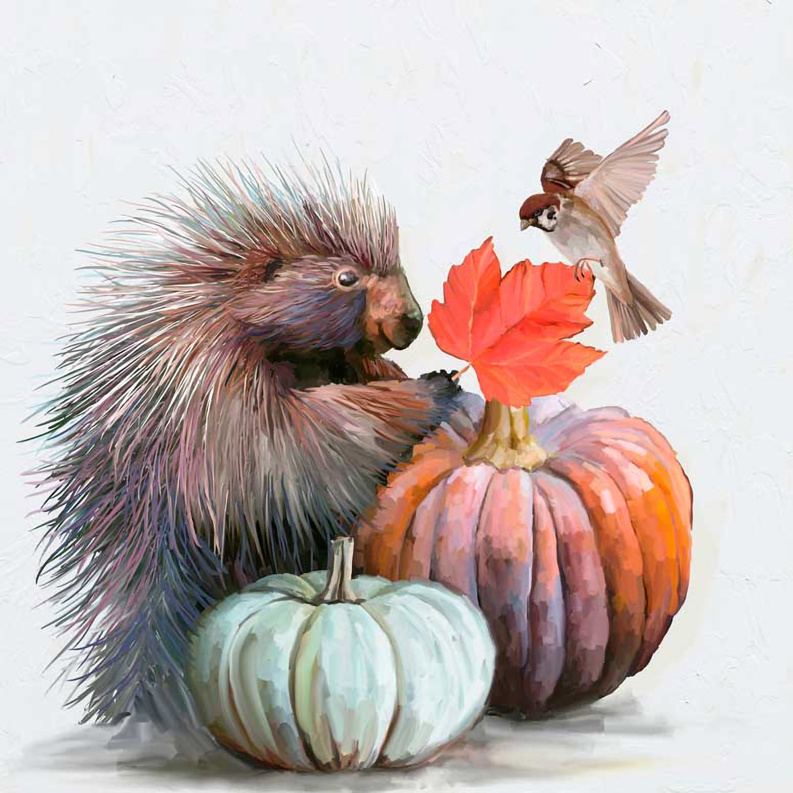 Fall - Autumn Porcupine Canvas Wall Art - GreenBox Art