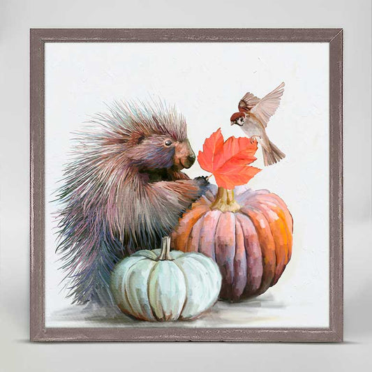 Fall - Autumn Porcupine Mini Framed Canvas - GreenBox Art